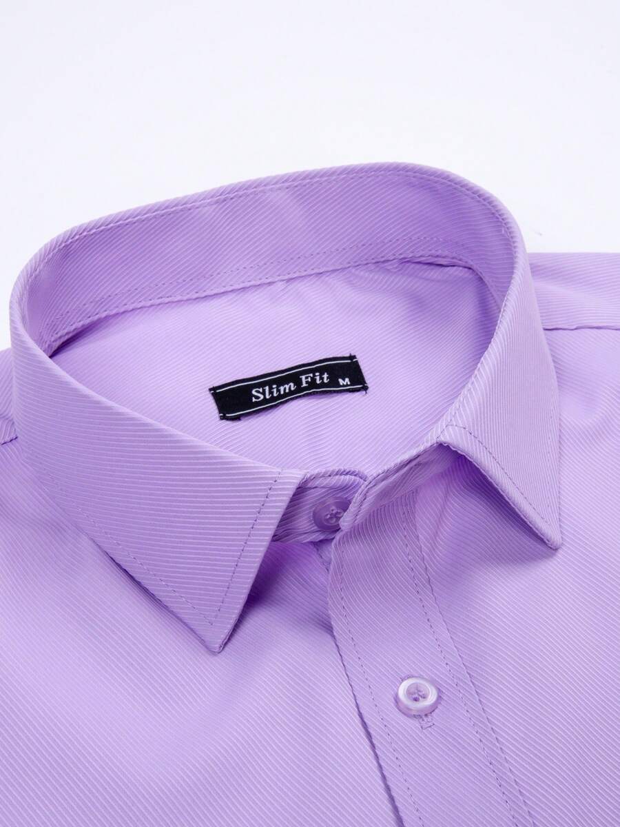 Men's Breathable, Non-Sticky Dress Shirt, Easy To Wash And Dry, Ideal For Work, Meetings, And Everyday Wear - 淡紫色 - 查看 1