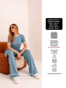 Maria do Luxo Women's Tracksuit Set, Sweatshirt And Pants With Pockets. - Blue - View 6