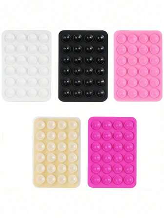 1/2/3/4 piezas Agarre de silicona para teléfono, Soporte de teléfono con ventosa, Asa de teléfono de manos libres, Soporte de anillo para dedos compatible con iOS y Android, Blanco + Negro + Rosa + Transparente + Rosa rojo para regalo del Día de San Valentín