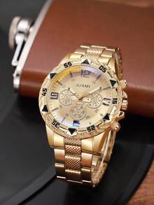 1pc Classic Minimalist Business Quartz Watch With Steel Strap, Stylish Design Suitable For Birthday Gift, Year-End Promotion - Multicolor - View 7