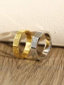 1枚经典简约钛钢圆戒指，光滑切割，时尚百搭，适合日常佩戴，情侣款。 - 戒指 - 查看 4