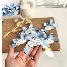 Custom Cloud Acrylic Pendant, Cloud Tag, Personalized Gift Tag, Drink Name Tag, Cloud Tag, Letter Name Tag, Custom Cloud Commemorative Coin, Chocolate Tag - Silver Cloud Pink Ribbon - View 5