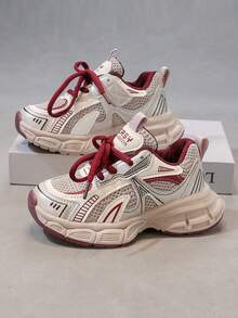1 par de zapatos deportivos para niños, zapatillas de running de piel sintética, calzado deportivo ligero para niños, adecuado para primavera, verano, otoño e invierno - Rojo - Ver 5