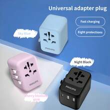 PHILIPS Kit adaptador de viagem multipaís com 4 portas USB inteligentes, ideal para viajantes a negócios e famílias, estação de carregamento de mesa, compatível com as especificações mais comuns. SPB1005B/93 - Ver 10