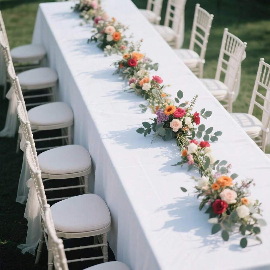 1pc White Tablecloth, Suitable For Family Gatherings, Romantic Weddings, Friends Parties, French Manor Weddings, Long Dining Tables, Parties And Outdoor Events, Coffee Table, Dessert Table - White - View 1