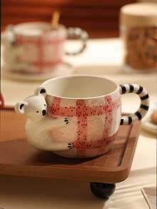 1 buc (ceașcă + farfurie) Set de ceașcă de cafea și farfurie din ceramică vintage, lucrate manual, cu motive koala drăguțe în relief 3D, ceașcă de latte pictată manual, sub glazură - Multicolor - Vizualizare 7