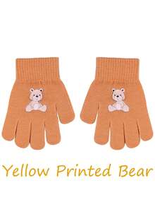 两双儿童秋冬户外运动手套，适合徒步、骑行、滑雪等运动，保暖舒适。可爱印花针织手套，男女童皆宜，防风防寒（适合4-10岁儿童）。 - 彩色 - 查看 7