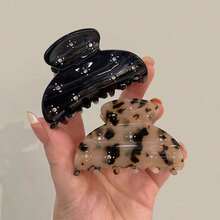 2 件星星图案中号水钻装饰发夹，夏季女士优雅配饰豹纹发夹爪夹发夹发夹发夹发夹秋冬发饰女士度假装女士 - 彩色 - 查看 6