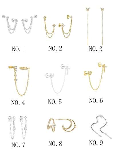 SereneSpark 1pc/2pcs 925 Sterling Silver Tassel Earrings, Ear Cartilage Piercing Jewelry For Women, Perfect For Daily Wear, Also Suitable For Anniversary