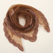 1pc Women's Fashion Embroidered Square Scarf/Bandana - màu nâu - Xem 2