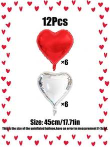 Zestaw 12 balonów w kształcie serca, 18 cali, czerwone, srebrne, różowe złoto, fioletowe balony foliowe, odpowiednie do dekoracji walentynkowych, romantycznych dekoracji, dekoracji na randkę dla par, dekoracji na przyjęcie urodzinowe - Wielokolorowe - Zobacz 11