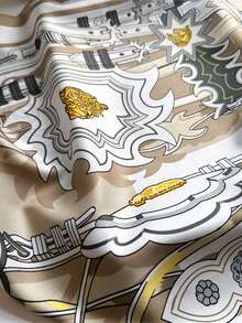 1条女士新款90厘米大方巾，复洛克风格仿丝提花头巾/披肩，百搭连衣裙 - 多色 - 查看 8