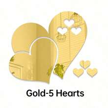 5 Peças Conjunto de Adesivos de Parede em Espelho 3D em Formato de Coração, Adesivos Autoadesivos de Acrílico em Formato de Amor para Decoração do Dia dos Namorados, Casamento, Aniversário, Decoração Doméstica, Decoração de Parede do Quarto Mais Vendida, Espelhos de Acento da Sala de Estar, Adesivos de Parede para Casa. Dourado/Prata/Preto/Vermelho Reflexivo Removível - 5 Tamanhos de Corações Interligados com Película Protetora, Descolar e Colar para Decoração da Casa, Papel de Parede, Espelhos de Parede, Pinturas Decorativas, Arte de Parede em Espelho, Ideia de Presente Campeão para Casais