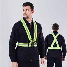 反光背心，采用亮色织带，弹性反光服装，适用于夜间安全、骑行、跑步、建筑工地等场合。 - 彩色 - 查看 3