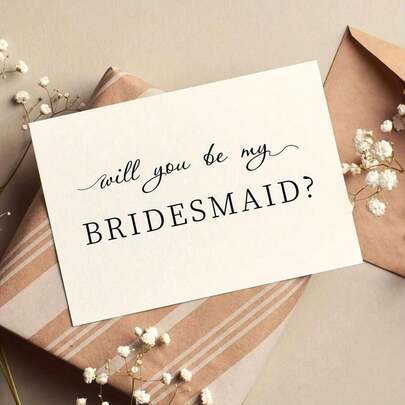 1pc Enchanting Bridesmaid Proposal Card - Heartfelt Invitation & Timeless Memento For Weddings Or Engagements - A Thoughtfully Designed Keepsake, Perfect For Your Cherished Friends Send Envelope,Back To School,School Supplies