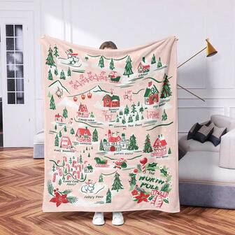 1件圣诞雪人现代风格高清数码印花抓绒毯，柔软保暖的聚酯纤维材质，非常适合露营、沙发或旅行，舒适轻便，柔软可折叠，适用于沙发、床、摇椅、办公室披肩等，是馈赠佳品。