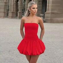 Bow Backless Sexy Party Dress Women Mini Spring Summer Dress Waist Wrap A-Line Ball Gown Dresses - ald1030red - 查看 8