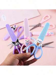 1 把 Sanrio Kuromi 手工剪纸剪刀，可爱时尚，便携式 DIY 剪纸工具，带保护套，文具 - 彩色 - 查看 3
