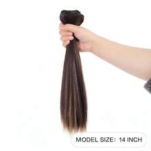 4pcs Invisible Clip-In Hair Extensions, Thickening Highlight Hair Pieces, 14 Inch Straight Short Synthetic Hair Wefts, Women Hair Clips, Hair Accessories - Multicolor - View 5