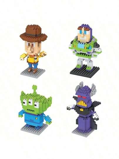 6厘米儿童玩具玩具总动员胡迪、巴斯光年、三眼外星人积木模型小颗粒组装，适合男孩女孩益智科学DIY，积木爱好者桌面装饰品，木偶积木玩具拼装玩具儿童礼物，是送给男孩女孩的理想儿童节和生日礼物。