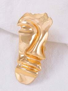 1 Set Exaggerated Alloy Abstract Face & Feature Portrait Earrings & Ring, Fashionable Accessories For Women