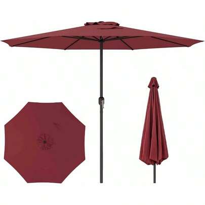 3.6 M Patio Umbrella Outdoor Market Umbrella W/Crank Handle 8 Sturdy Ribs Double-Tiered Table Umbrella Sun-Protective Waterproof Canopy Round Parasol For Garden Backyard Deck Pool Lawn