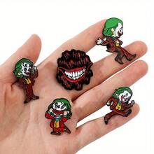 Warner Bros 1/5 Pcs Cartoon Anime Brooch Set Personalized The Joker Character Shaped Enamel Pin Metal Badge Jewelry Clothing Backpack Accessories Gift For Friends - One Size - View 3