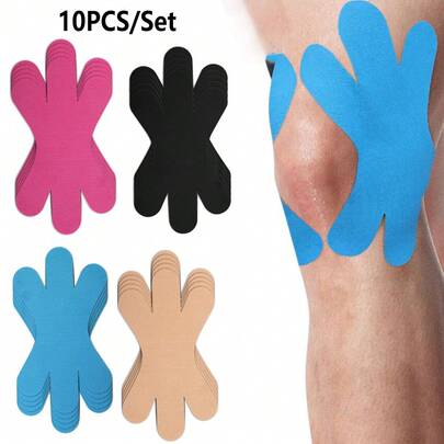 10PCS Pre-Cut Kinesiology Tape For Knees, Kinesiology Tape For Knee Support Athletic Tape, Breathable & Latex-Free Waterproof Knee Tape Hypoallergenic Elastic Sports Tape For Workout Exercise