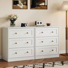 3-Drawer Nightstand, Modern Wooden Bedside Table With Gold Round Knobs, Elegant Accent Chest For Bedroom, Living Room, Hallway, Or Closet - trắng - Xem 3