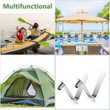 8 Pieces Paddle Spring Snap Clips Push Button Spring Clips Kayak Tent Pole Clip Stainless Steel Push Pin Clip Tent Pole Pushes Button Springs Locking Tube Pins Kayak Paddles Camping Tents Poles - Initial - View 6
