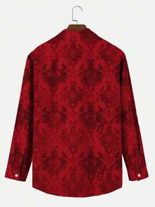 Áo sơ mi nam tay dài cài nút họa tiết hoa Baroque cổ điển - Đỏ - Xem 2