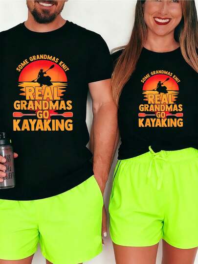 Camiseta de Remo Real Grandmas Go Kayaking Yak Kayak Canoa Kayaker, camisetas gráficas para hombres, tops cortos, camisetas de pareja, atuendos artísticos para hombres