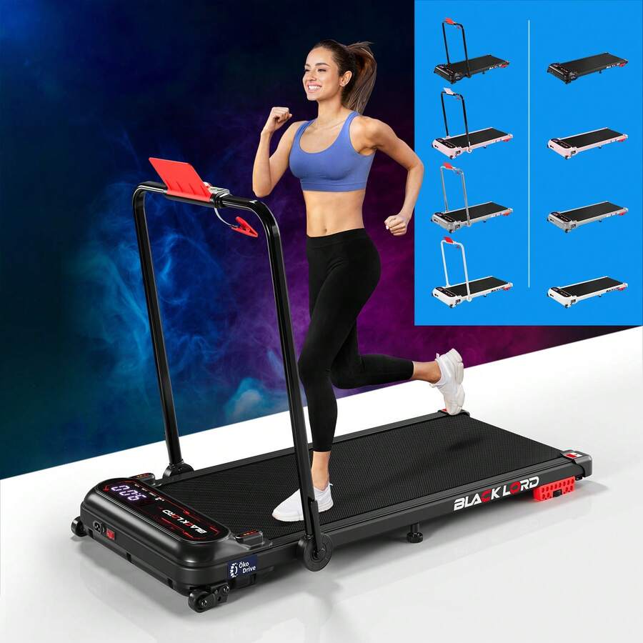 BLACK LORD Walking Pad Treadmill With 4% Incline, 4 In 1 Under Desk Treadmills For Home With Shock Absorbers LED Display Remote Control, 3.0HP, Max. 11/15 KMPH, Portable - UK Plug(220-240V) - View 1