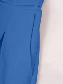 Women's Shirred Jumpsuit With Pockets - Blue - View 5