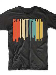 Saint Paul Shirt - R 1970's Style Saint Paul Minnesota Skyline T-Shirt - 's St. Paul MN Shirt - Saint Paul Minnesota Shirt,This Fun Printed Casual T-Shirt Is The Perfect Gift For Valentine's Day/Christmas - 款式3 - 查看 1