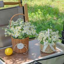 1 Set Of 6pcs 10-Inch Artificial White Daisy Flowers, Cute Spring Wildflowers, Suitable For Table Decor, Holiday Decoration