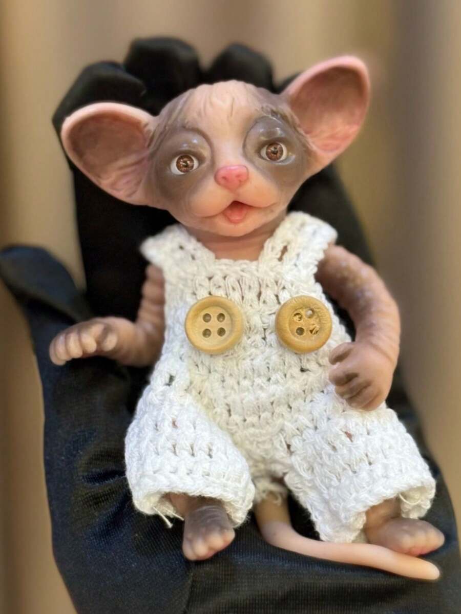 1 PC 4.5 Inch Mini Silicone Reborn Cat Doll, Mini Palm Silicone Doll, Washable Palm Animal, Realistic Soft Touch, Skin Texture Silicone Doll, Ideal Gift - Multicolor - View 1