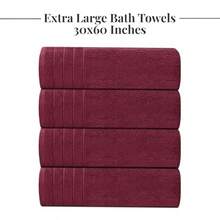 Large Bath Towels 100% Cotton 30 X 60 Inches Extra Large Bath Towels Lighter Weight Quicker To Dry Super Absorbent Perfect Bathroom Towels Pack Of 4 Burgundy - Burgundy - View 7
