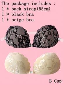 ideaCCSZ 1件/2件/3件装蕾丝隐形提拉胸贴，硅胶材质，前扣后绑带设计，可重复使用，适合比基尼和无肩带晚礼服 - 黑色 - 查看 41