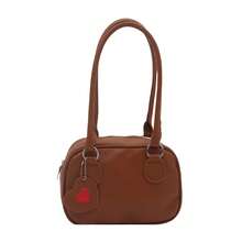 Polyurethane Shoulder Bag for Women Cute Handbag with Heart Shaped Tag for Everyday Use - Marrón claro - Ver 6