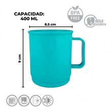 Set de tazas de plástico reutilizables 400 ML, Tazas de colores para fiestas, reuniones, tazas resistentes - Multicolor - Ver 4