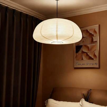 Half-Circle Paper Lantern - White Paper Lampshade, Large Handmade Folded Xuan Paper Lampshade, Suitable For Modern Bedroom, Living Room, Indoor Ceiling Light Decoration, Home Decor Gift