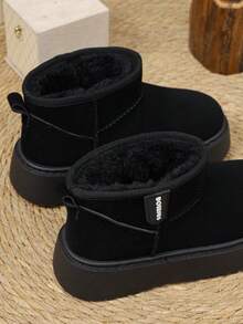 Fall/Winter Thick Sole Comfortable Slip-On Ankle Boots, Warm, Fashionable, Versatile,Fur Boots