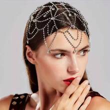 Bohemia Hollow Rhinestone Mesh Headpiece Wedding Head Chain Jewelry For Women Luxury Crystal Headband Head Cap Hat Hair Accessories - Style 2 - View 12