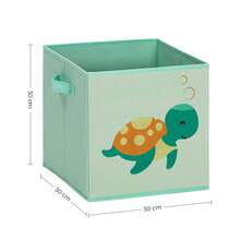 Caja organizadora Tela, Caja almacenaje Infantil, Juego de 3, Organizadora Juguete, Plegables con Asas, para habitación de niños, 30 x 30 x 30 cm, Tema del mar, Azul, Verde y Rosa - Multicolor - Ver 4