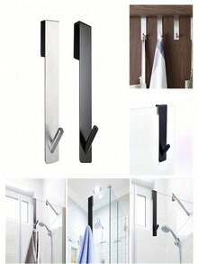 1个不锈钢S型毛巾杆，适用于玻璃门，可作浴室浴袍挂钩，家居浴室装饰，浴室收纳，秋季装饰，返校季装饰 - 彩色 - 查看 6