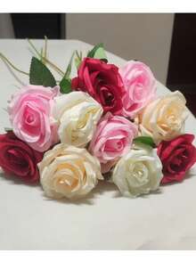 1pc/3pcs/10pcs (20.4 Inches Tall) Multi-Color Long Stem Artificial Silk Rose, Suitable For Wedding Centerpiece Decor, Valentine's Day, Anniversary Gifts, And Home Decoration - Multicolor - View 2