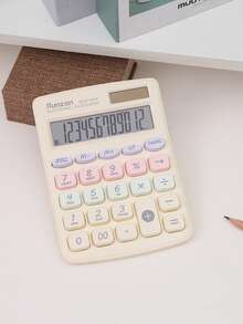 1pc 12-Digit Dopamine Calculator, Dual Power Supply (Solar + AAA Battery), Streamlined Body, Comfortable Grip, Material, Suitable For Home, Office, Cashier, Supermarket, School, High-Quality Calculator - 877b - View 10