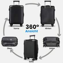 Carry-On Suitcase, Trolley Suitcase With Adjustable Telescopic Handle, ABS Hard Shell Suitcase With TSA Lock And Smooth Wheels, Luggage, Rolling Suitcase For Women & Men, 55*39*20cm - 黑色-21英寸 - 查看 9