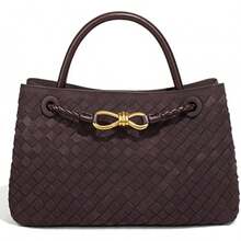 Suede Woven Tote Bag For Women Retro Woven Bag Handbag Bow Shoulder Satchel Suede Crossbody Purse Handle Tote Handbags2025 - Coffee - 查看 10